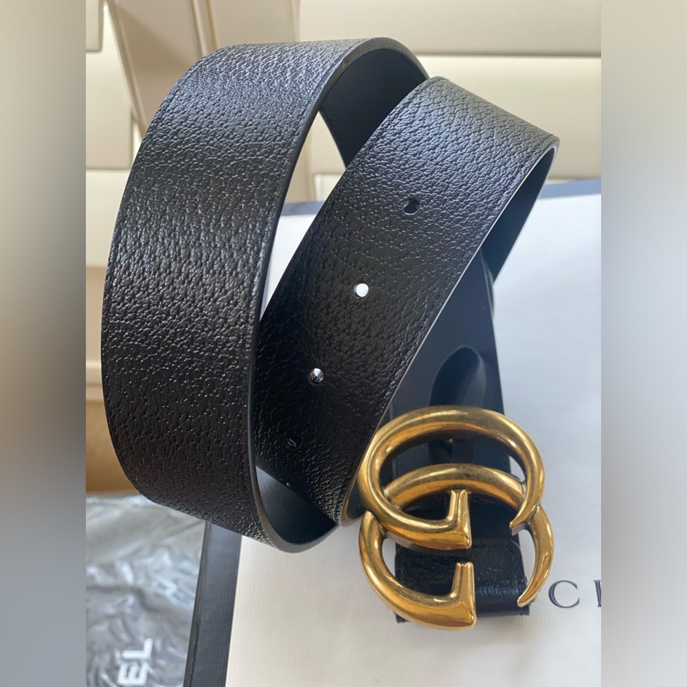 Gucci Calfskin Double G 40mm Belt 85 34 Black - Picture 4 of 8